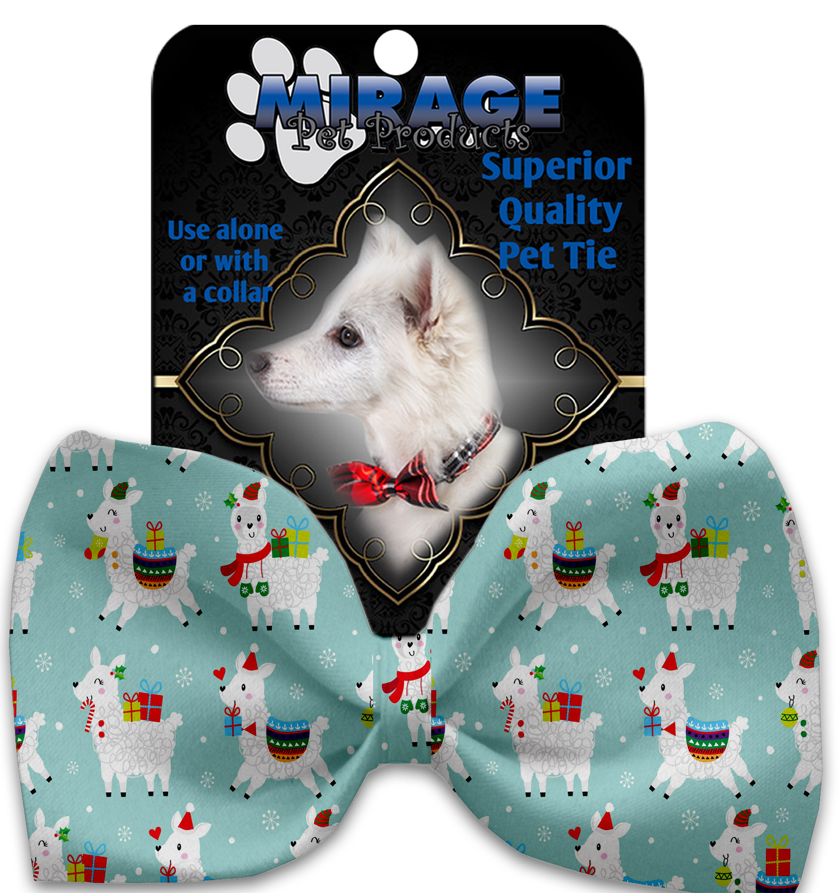 Holiday Llamas Pet Bow Tie Collar Accessory with Velcro